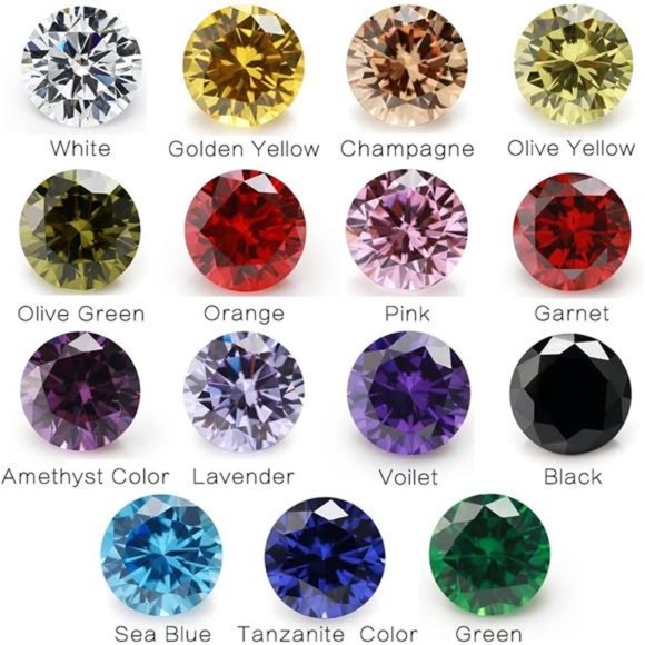1PCS Per Colors Total 15pcs 6mm Round Mixed Colors Cubic Zirconia Stone Loose - Picture 2 of 7